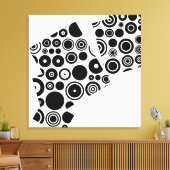 Abstracte kunst met zwart-wit Retro Patroon Canvas Afdruk (Insitu (Woonkamer))
