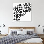 Abstracte kunst met zwart-wit Retro Patroon Canvas Afdruk (Insitu (Slaapkamer))