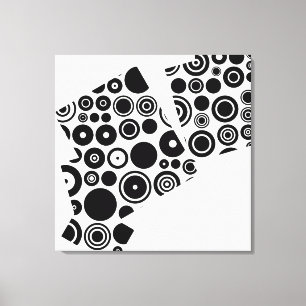 Abstracte kunst met zwart-wit Retro Patroon Canvas Afdruk