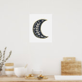 Abstracte kunst met zwarte haarstaartbloem poster (Keuken)