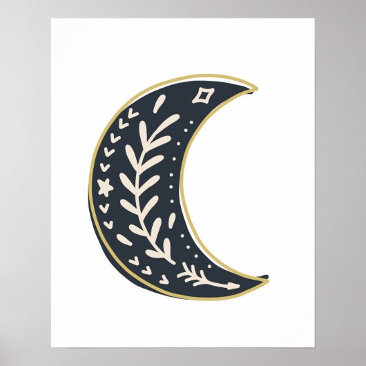 Abstracte kunst met zwarte haarstaartbloem poster (Voorkant)