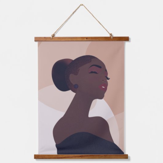 Abstracte kunst met zwarte wervel hangend wandkleed (Voorkant)