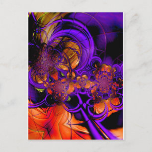 Abstracte Kunst Metaal Paars Oranje Haakwerk Zizza Briefkaart