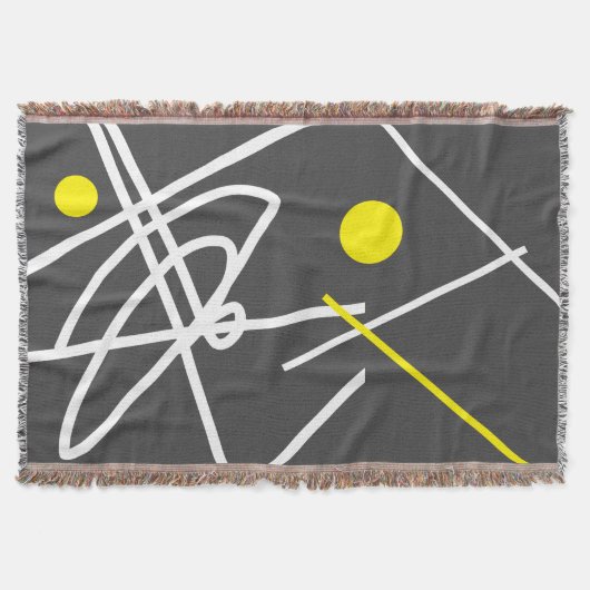Abstracte Kunst Minimalisme Gele Stip Grijs Dekbed Deken (Voorkant)