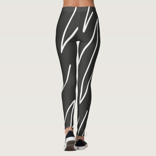 Abstracte Kunst Minimalisme Grijs Witte Lijnen Leggings (Achterkant)