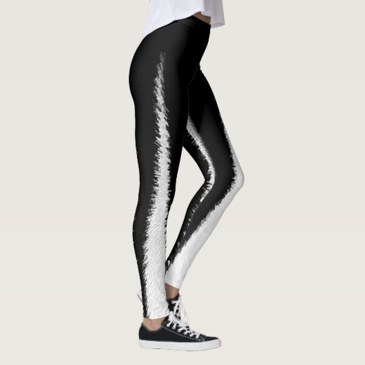 Abstracte kunst minimalisme zwart wit lijnen leggings (Rechts)