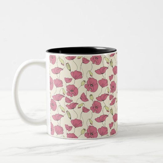 abstracte kunst, minimalistisch tweekleurige koffiemok (Links)