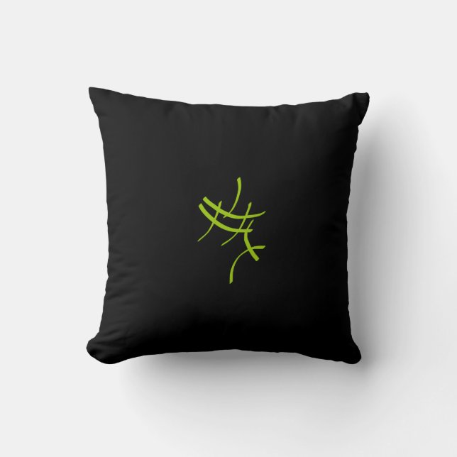Abstracte Kunst Minimalistische Groene Zwarte Kuss Kussen (Voorkant)