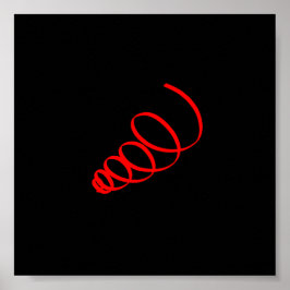 Abstracte Kunst Minimalistische Rode Spiraal Zwart Poster