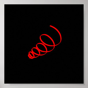Abstracte Kunst Minimalistische Rode Spiraal Zwart Poster
