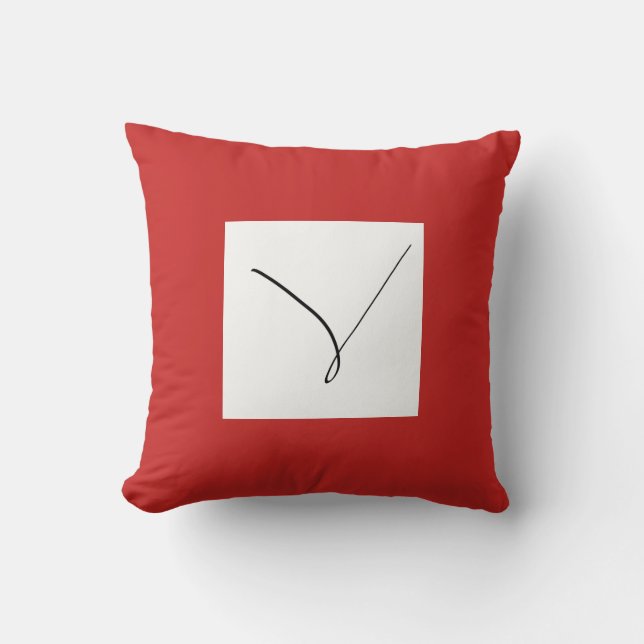 Abstracte Kunst Minimalistische Rode Zwarte V Lijn Kussen (Voorkant)