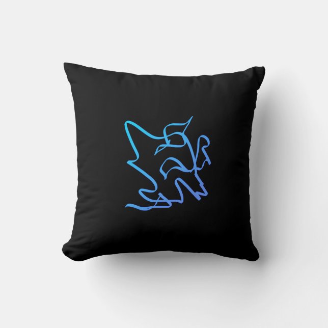 Abstracte Kunst Minimalistische Turquoise Zwarte K Kussen (Voorkant)