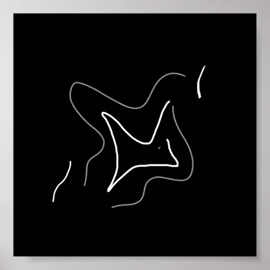 Abstracte Kunst Minimalistische Witte Zwarte Poste Poster (Voorkant)