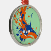 Abstracte kunst Mint Green Modern Art-verfsplash Metalen Ornament (Rechts)