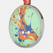 Abstracte kunst Mint Green Modern Art-verfsplash Metalen Ornament (Links)