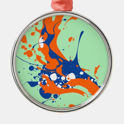 Abstracte kunst Mint Green Modern Art-verfsplash Metalen Ornament (Voorkant)