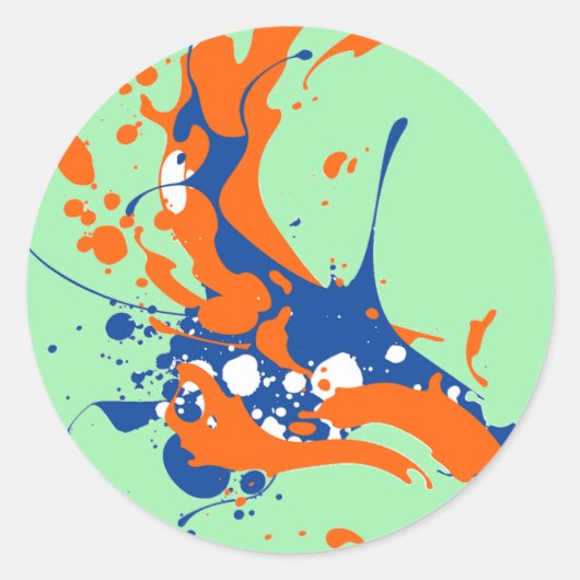 Abstracte kunst Mint Green Modern Art-verfsplash Ronde Sticker (Voorkant)