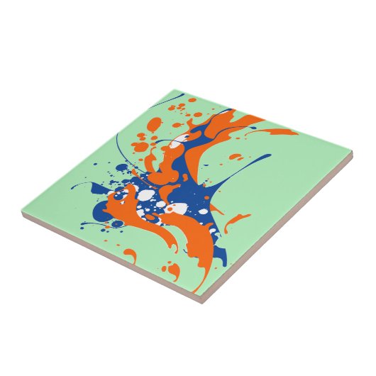 Abstracte kunst Mint Green Modern Art-verfsplash Tegeltje (Zijkant)