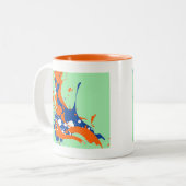 Abstracte kunst Mint Green Modern Art-verfsplash Tweekleurige Koffiemok (Voorkant links)