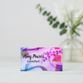 abstracte kunst modern chic paars en blauw visitekaartje (Staand voorkant)