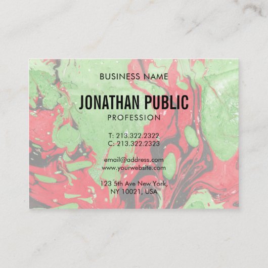 Abstracte kunst modern elegant rood en groen visitekaartje (Achterkant)