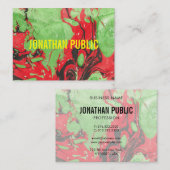 Abstracte kunst modern elegant rood en groen visitekaartje (Voorkant / Achterkant)