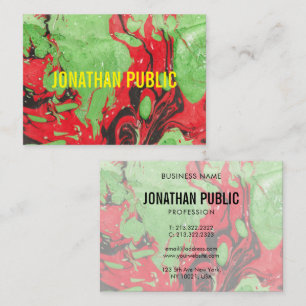 Abstracte kunst modern elegant rood en groen visitekaartje