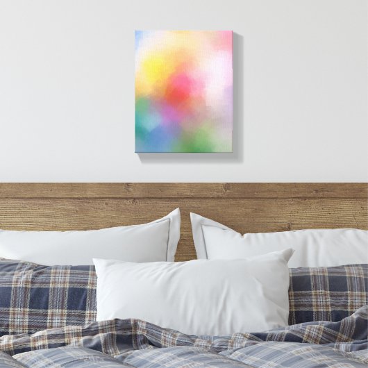 Abstracte kunst Modern elegant roze rood geel blau Canvas Afdruk (Insitu (Slaapkamer))