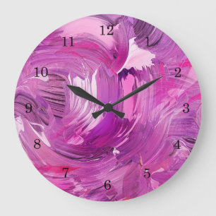 Abstracte kunst Modern Paars Roze Wit Grote Klok