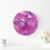 Abstracte kunst Modern Paars Roze Wit Grote Klok (Huis)