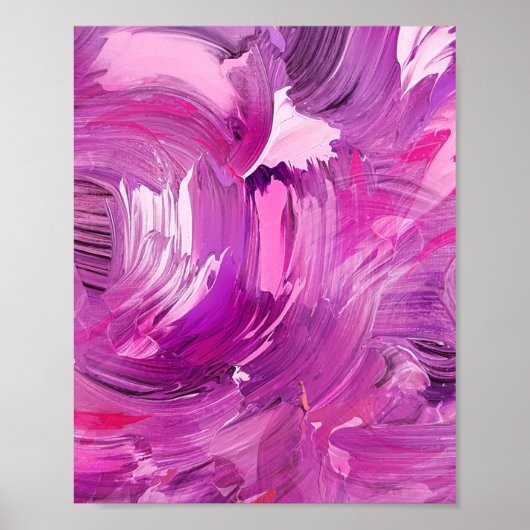 Abstracte Kunst Modern Paars Roze Wit Poster (Voorkant)