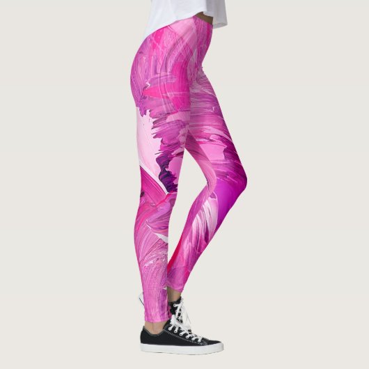 Abstracte kunst Modern Roze Paars Wit Leggings (Rechts)