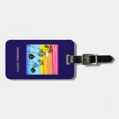Abstracte kunst Modern Tropical Sunset Sailing Bagagelabel (Voorkant horizontaal)