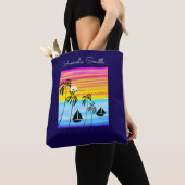 Abstracte kunst Modern Tropical Sunset Sailing Tote Bag (Dichtbij)