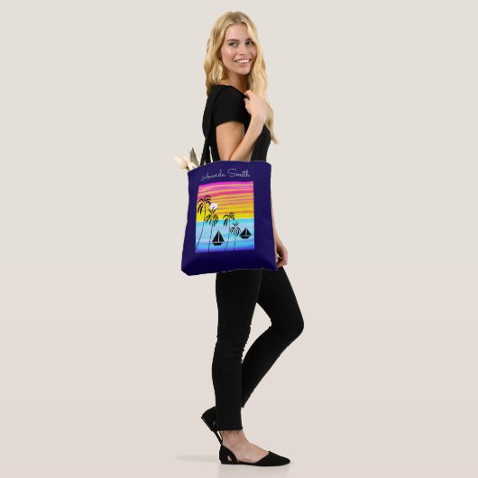 Abstracte kunst Modern Tropical Sunset Sailing Tote Bag (Op model)