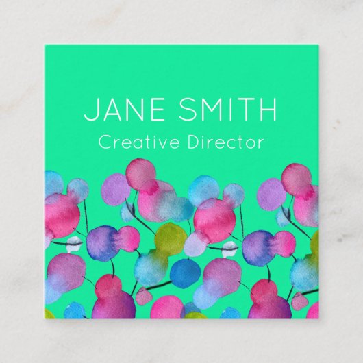 Abstracte kunst moderne kleurrijke creatieve indus vierkante visitekaartje (Voorkant)