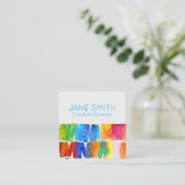 Abstracte kunst moderne kleurrijke creatieve indus vierkante visitekaartje (Staand voorkant)