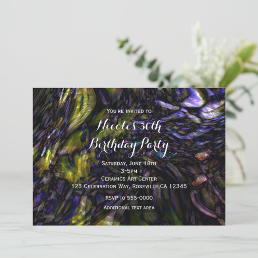 Abstracte Kunst Moderne Kleurspatten Verjaardagsfe Kaart (Staand voorkant)