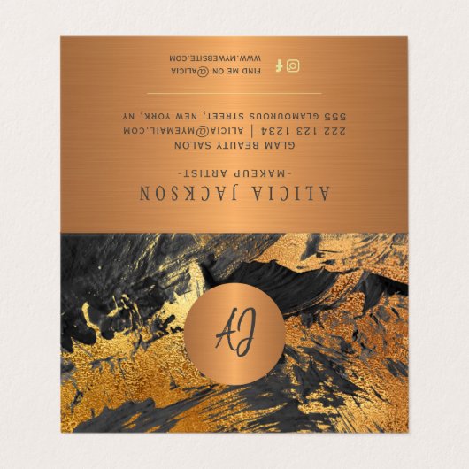 Abstracte kunst moderne schilderkunst koper zwart  visitekaartje (Buitenkant ongevouwen)