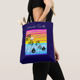 Abstracte Kunst Moderne Tropische Zonsondergang Ze Tote Bag