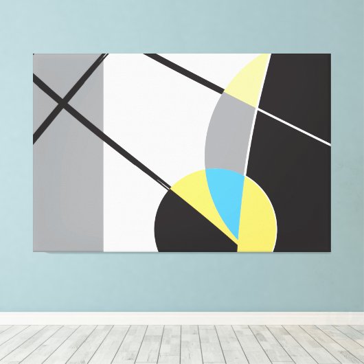 Abstracte Kunst Moderne Vormen geel zwart Canvas Afdruk (Insitu (Houten vloer))