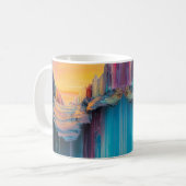 Abstracte kunst Mok, kleurrijke landschap Mok, Uni Koffiemok (Voorkant links)