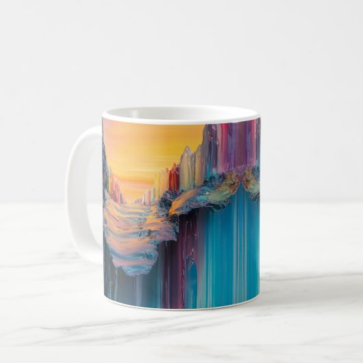 Abstracte kunst Mok, kleurrijke landschap Mok, Uni Koffiemok (Voorkant links)