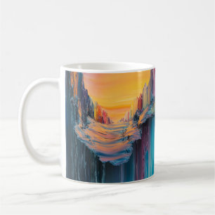 Abstracte kunst Mok, kleurrijke landschap Mok, Uni Koffiemok