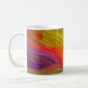 Abstracte Kunst mok met oranje, groene, rode kleur
