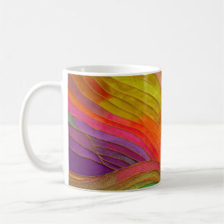 Abstracte Kunst mok met oranje, groene, rode kleur