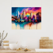 Abstracte kunst New York City Poster (Keuken)