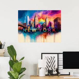 Abstracte kunst New York City Poster