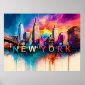 Abstracte kunst New York City Poster (Voorkant)