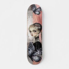 Abstracte kunst noodlijdende grunge girl mixed med persoonlijk skateboard